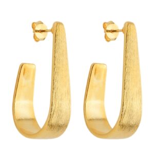 Brinco Dourado Formato Gota Escovado