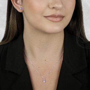 Conjunto de Gota Roxa em Zircônia Prata 925