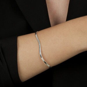 Pulseira Bracelete Ondulado em Prata 925