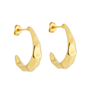 Brinco Dourado Formato Argola com Texturas Retas