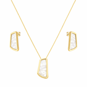 Conjunto Dourado Estilo Orgânico Madrepérola
